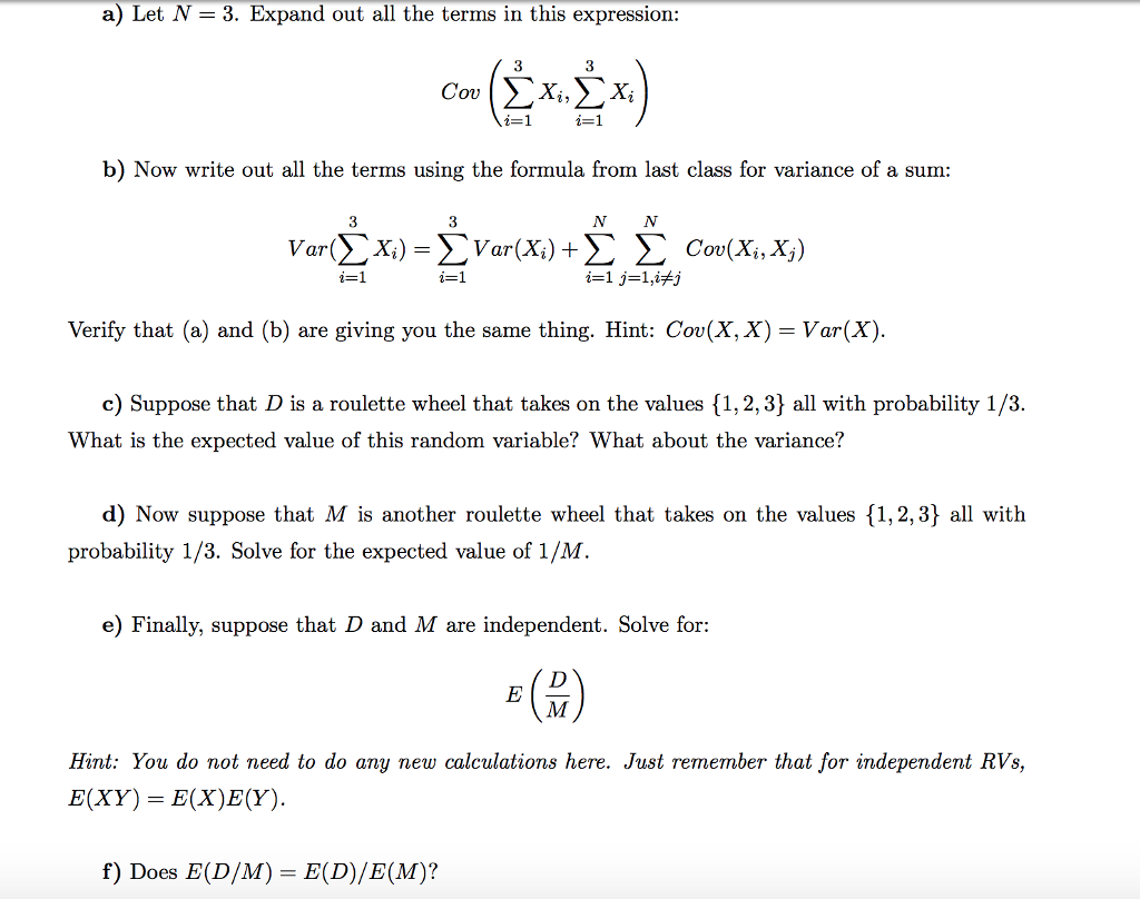 Solved A Let N 3 Expand Out All The Terms In This Expr Chegg Com