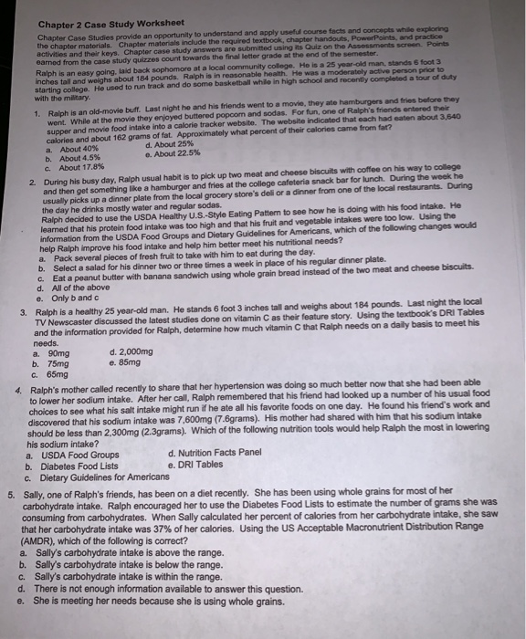 Solved Chapter 2 Case Study Worksheet Chapter Case Studies | Chegg.com