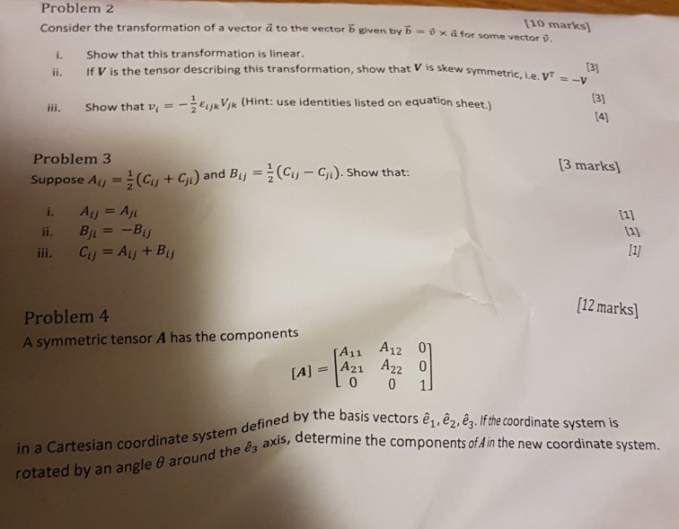 Solved Problem 2 Consider The Transformation Of A Vector Chegg Com