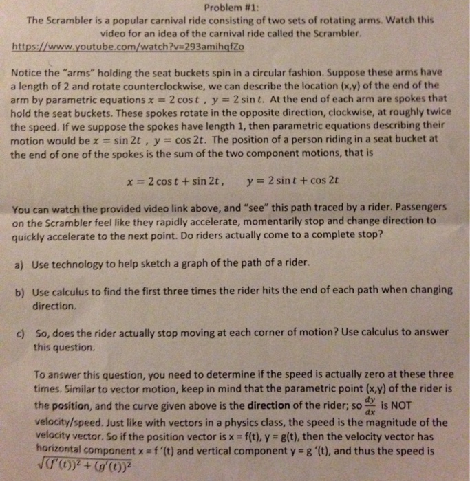 Solved Notice The Arms Holding The Seat Buckets Spin In A Chegg Com