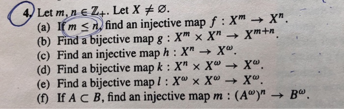 Solved A Im R Find An Injective Map F Xm X B Find Chegg Com