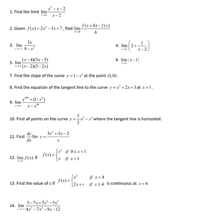 Solved R X 2 1 Find The Limit Lim 2 Given F X 2x2 3x Chegg Com