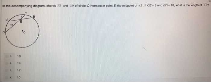 Solved In The Accompanying Diagram Chords Ab And Cd Of C Chegg Com