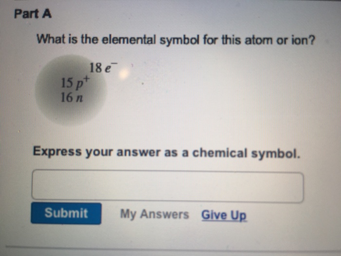 Solved Part A What Is The Elemental Symbol For This Atom Chegg Com