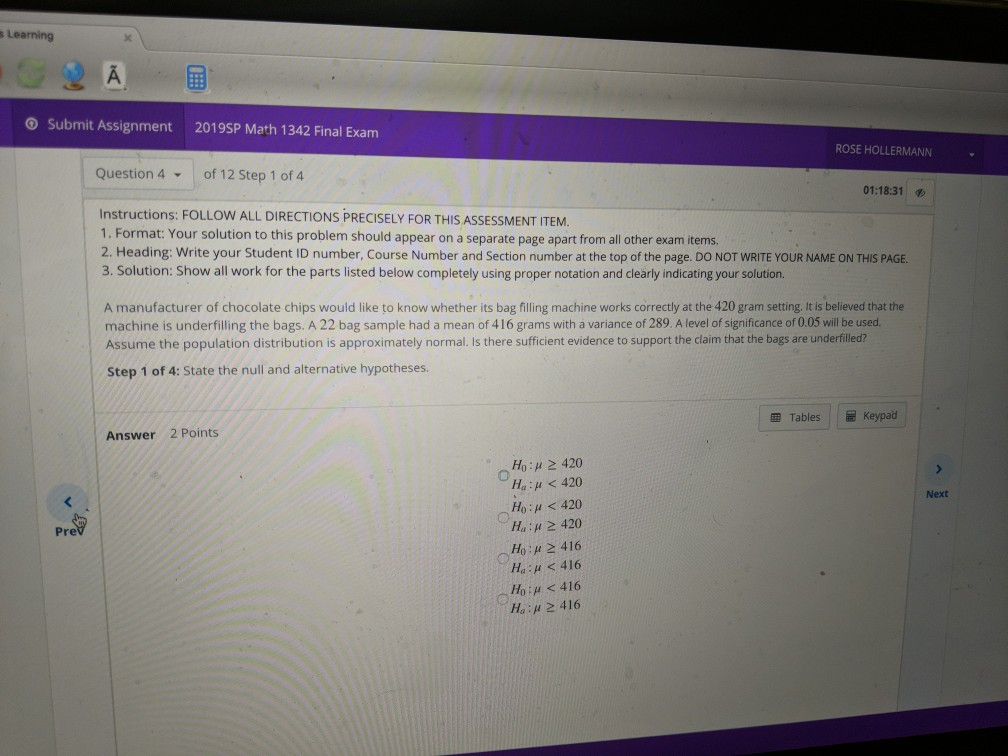 RO Math Final ... 2019SP Assignment Solved: Submit 1342 Exam O