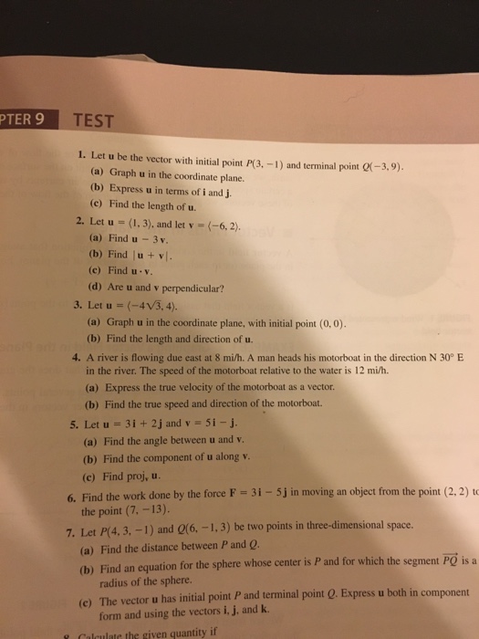 Solved Let U Be The Vector With Initial Point P 3 1 And Chegg Com