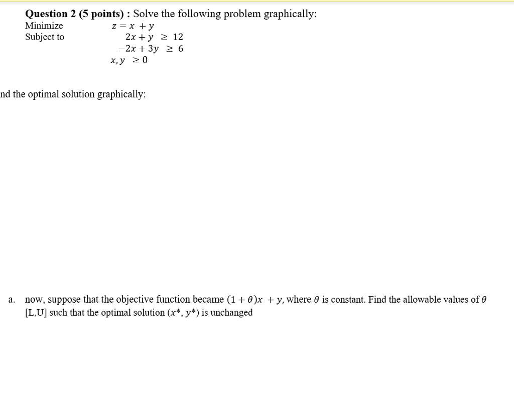 Solved Question 2 5 Points Solve The Following Problem Chegg Com