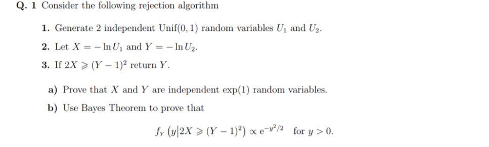 Q 1 Consider The Following Rejection Algorithm 1 Chegg Com