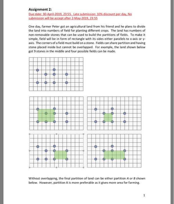 Assignment 2: One day, farmer Peter got an agricultural land from his friend and he plans to divide the land into numbers of