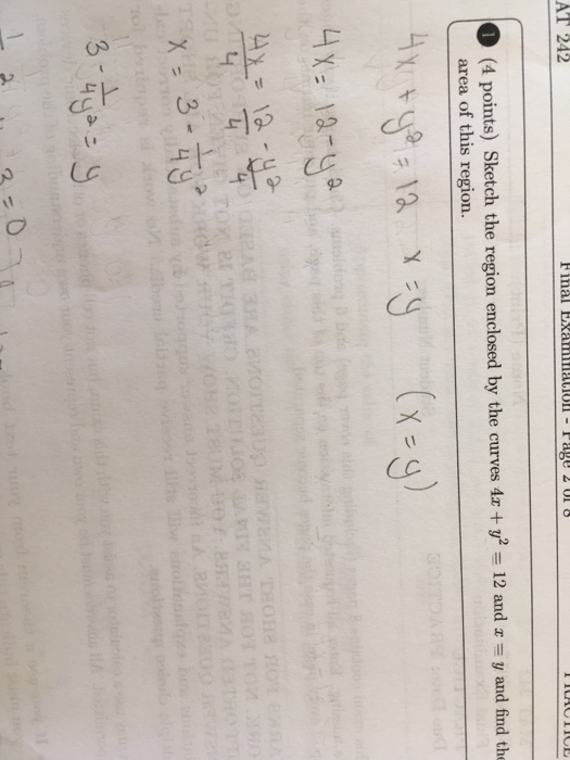 Solved Sketch The Region Enclosed By The Curves 4x Y2