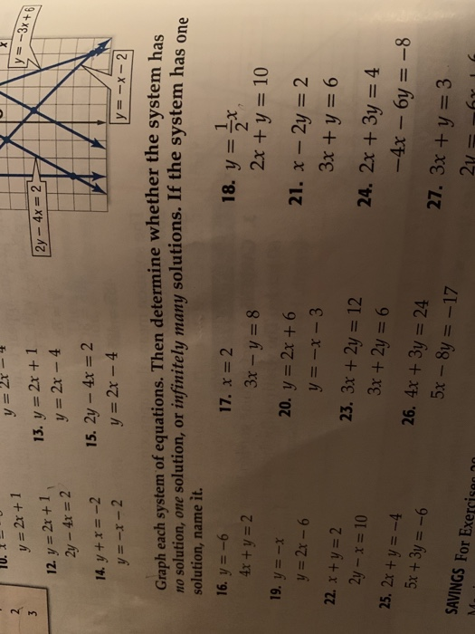 Solved 2x 또 3x Y 2r 1 12 Y 2x 1 2y 4x 2 14 Y X 2 Chegg Com