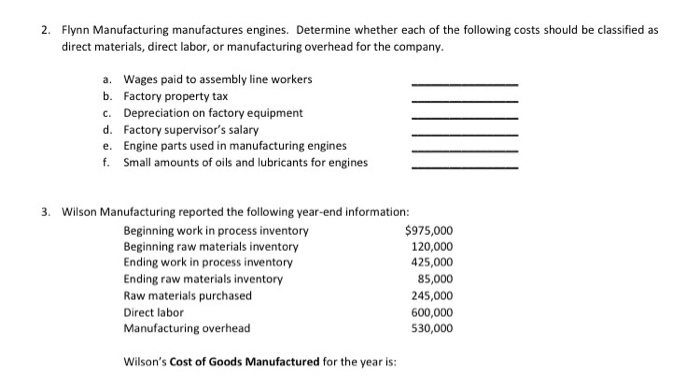 Solved Flynn Manufacturing Manufactures Engines Determine Chegg Com