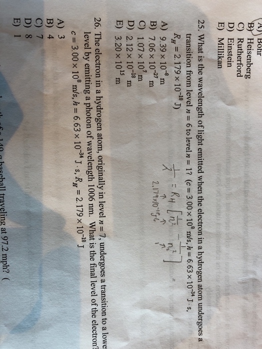 Solved What Is The Wavelength Of Light Emitted When The E Chegg Com