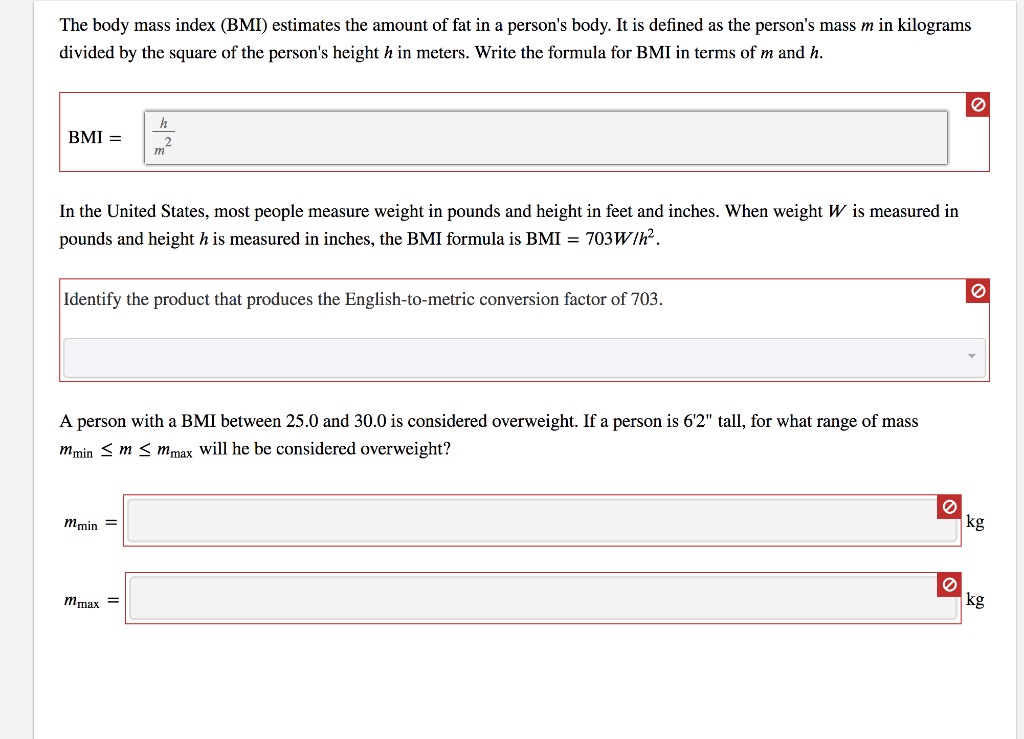 Solved The Body Mass Index Bmi Estimates The Amount Of F