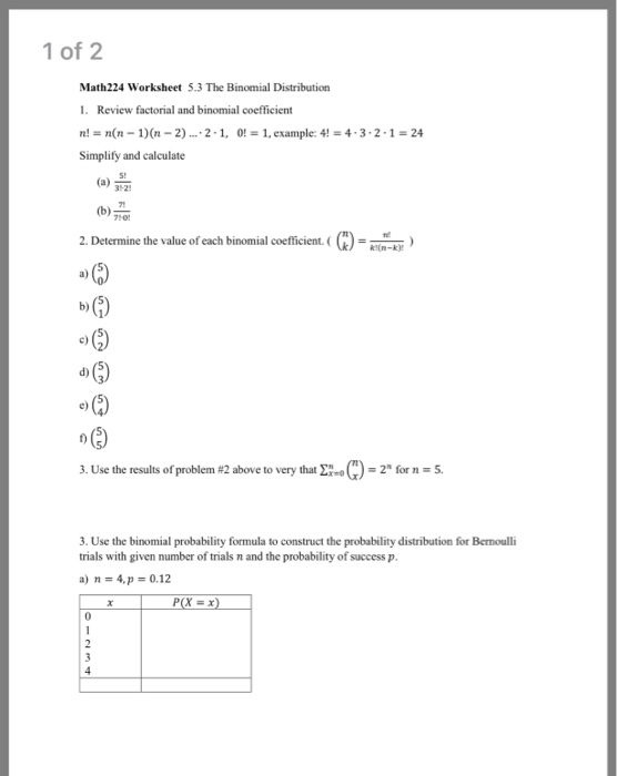 Binomial Distribution Worksheet Answers Nidecmege