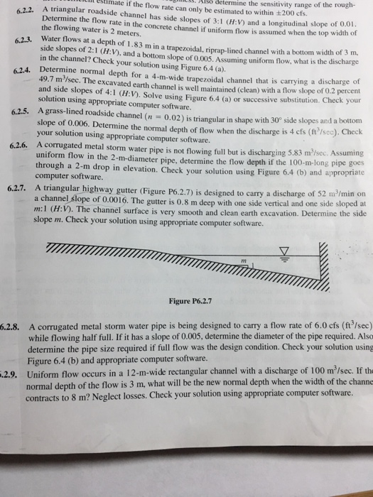 Solved A Triangular Roadside Channel Has Side Slopes Of 3 