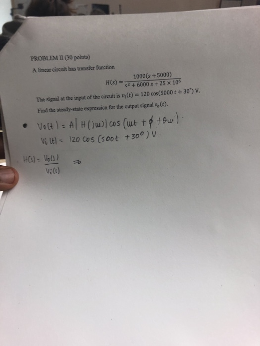 Solved Problem 30 Points A Linear Circuit Has Transfer Chegg Com