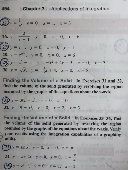 Solved 454 Chapter 7applications Of Integration 25 Y Y Chegg Com