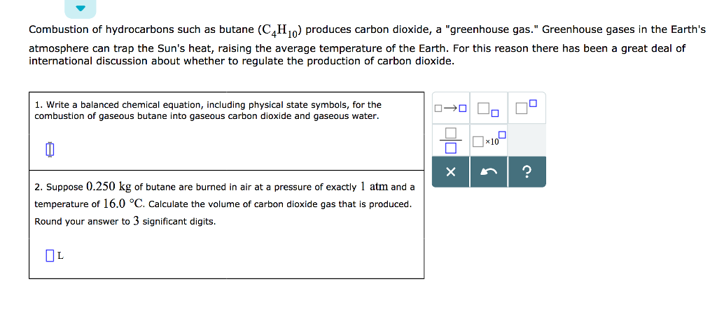 Butane oxygen carbon dioxide + water balanced equation picture