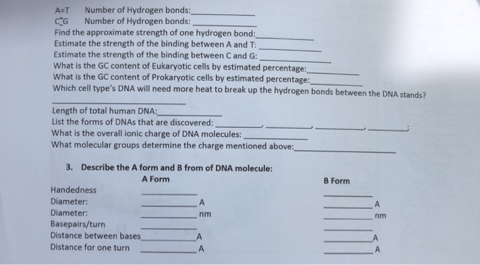 Solved A T Number Of Hydrogen Bonds Cg Number Of Hydroge Chegg Com