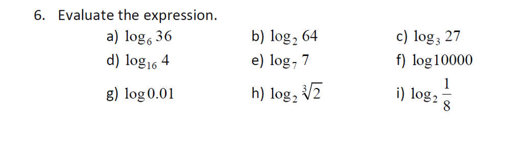Solved 6 Evaluate The Expression A Log 36 D Log16 4 Chegg Com