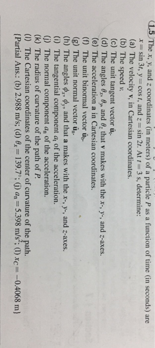 Solved 1 5 Th E X Y And Z Coordinates In Meters Of A Chegg Com