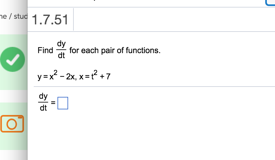 Estud 1 7 51 Dy Dt Findfor Each Pair Of Functions 2 Chegg 