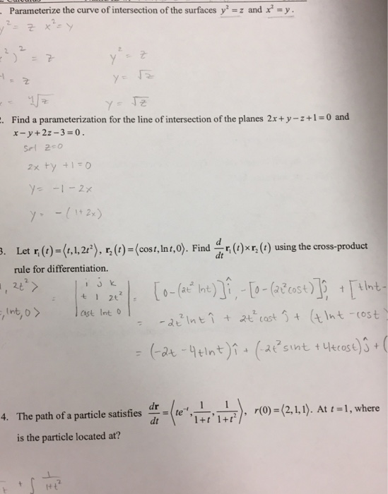 Solved Parameterize The Curve Of Intersection Of The Chegg Com