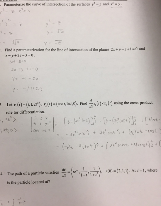 Solved Parameterize The Curve Of Intersection Of The Chegg Com