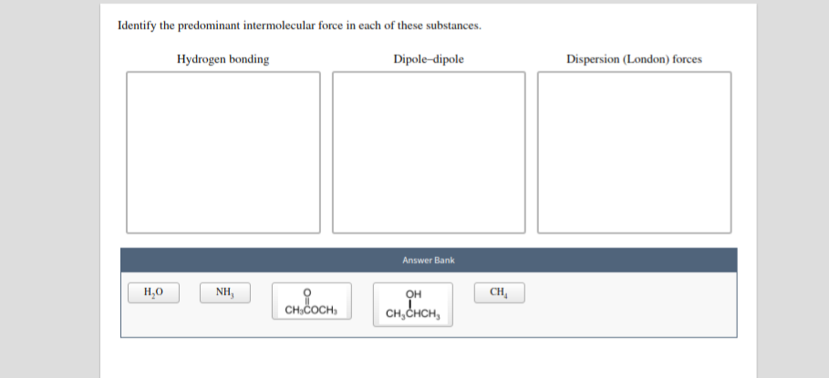 Identify The Predominant Intermolecular Force In Each Chegg 