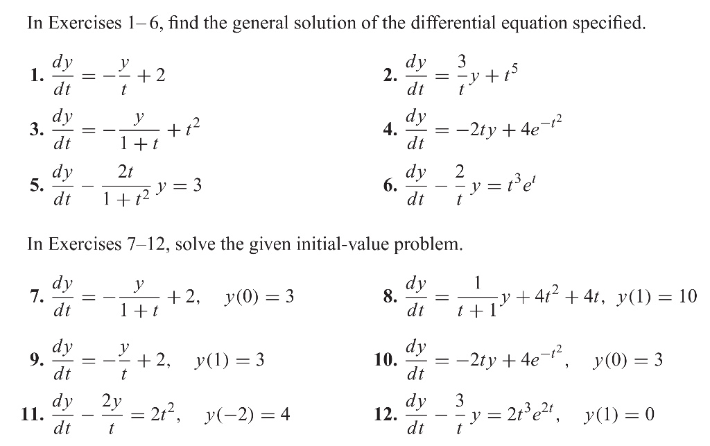 Solved In Exercises 1 6 Find The General Solution Of The Chegg Com