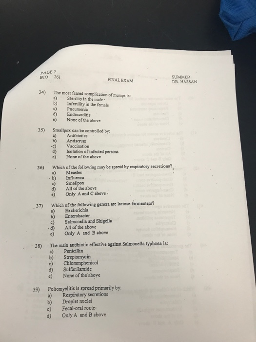 Solved BIO 251 FINAL EXAM 1) Mechnsms By Which Aniioies K&hellip;