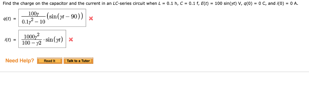 Solved Find The Charge On The Capacitor And The Current I Chegg Com