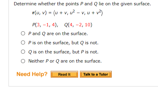 Solved Determine Whether The Points P And Q Lie On The Gi Chegg Com