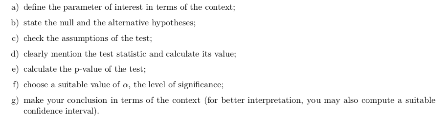 Solved a) define the parameter of interest in terms of the | Chegg.com