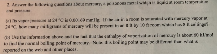 Solved 2 Answer The Following Questions About Mercury A
