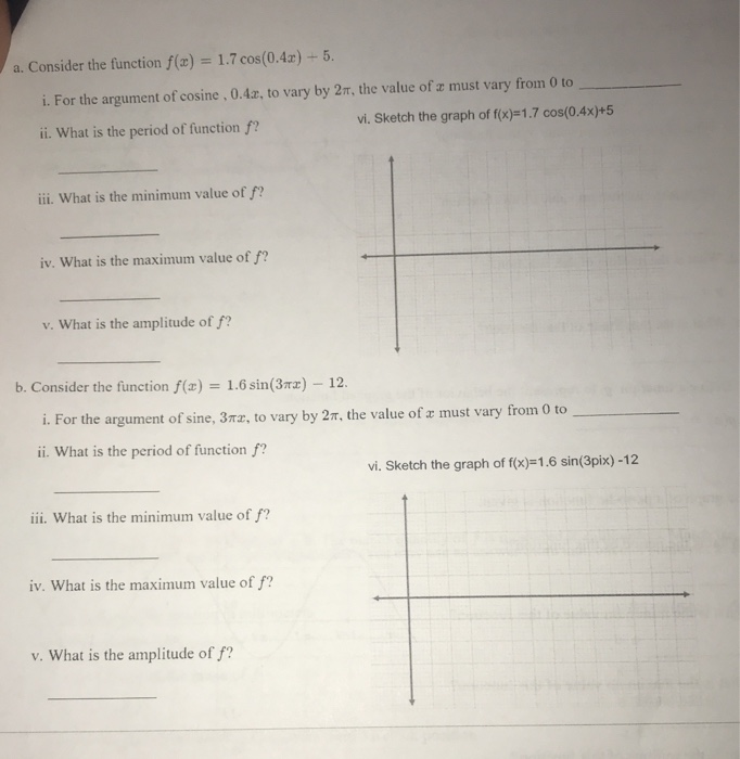 Solved A Consider The Function F X 1 7 Cos 0 4m 5 I Chegg Com