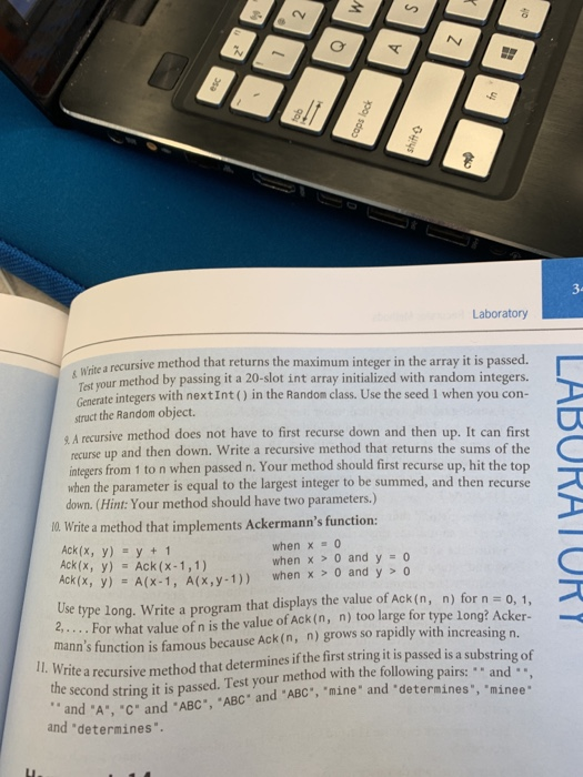 34 Laboratory write a recursive method that returns the maximum integer in the array it is passed. your method by passing it