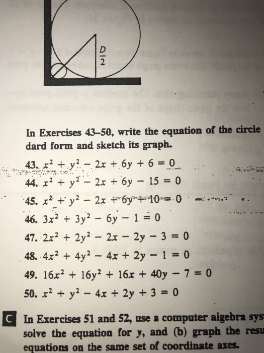 In Exercises 43 50 Write The Equation Of The Circie Chegg Com