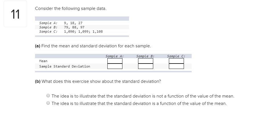 Solved Consider The Following Sample Data Sample A 9 18 Chegg Com