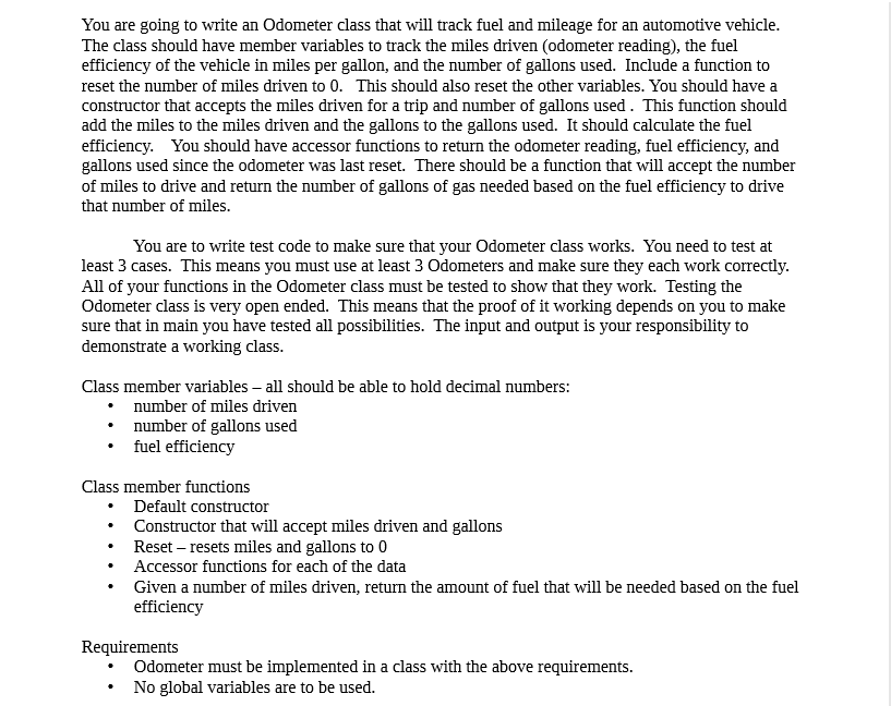 solved you are going to write an odometer class that will