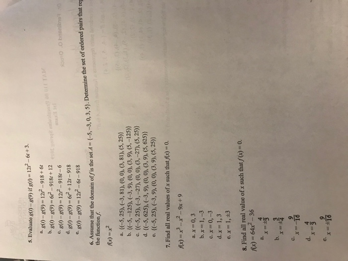 Solved 5 Evaluate Go G 9 If G 122 61 3 Ag 8 9 122 Chegg Com