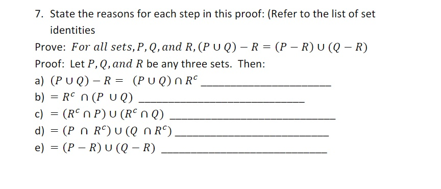 Solved 7 State The Reasons For Each Step In This Proof Chegg Com