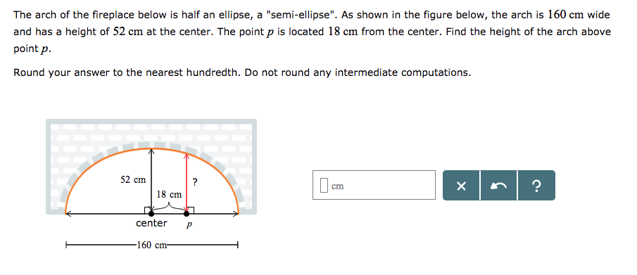 Solved The Arch Of The Fireplace Below Is Half An Ellipse A Chegg Com