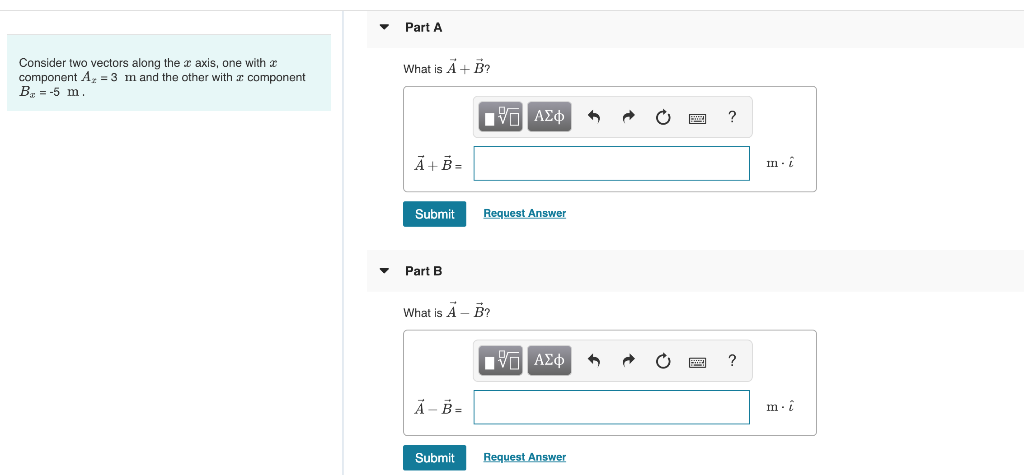 Solved Consider Two Vectors Along The X Axis One With Xc Chegg Com