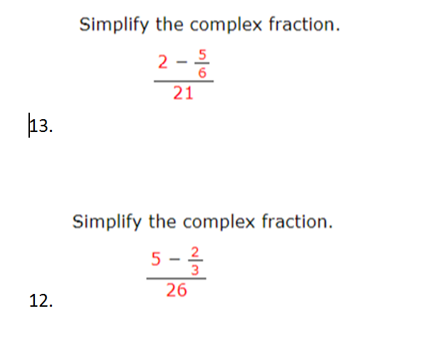 Solved Simplify The Complex Fraction 2 6 21 3 2 3 26 12