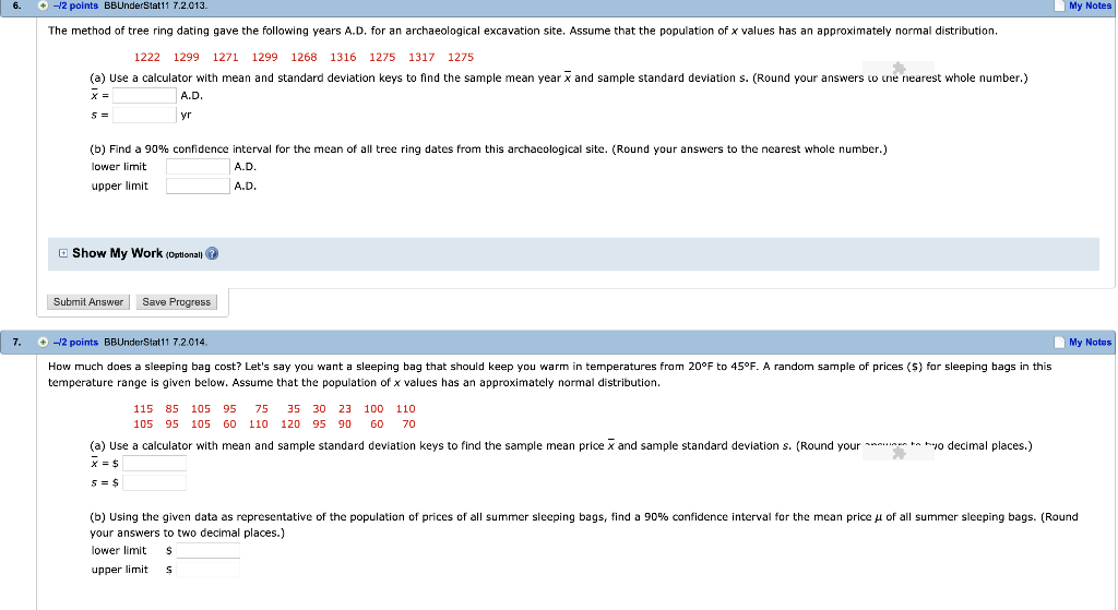 Solved 6 12 Points Bbunderstat11 7 2 013 My Notes The Chegg Com