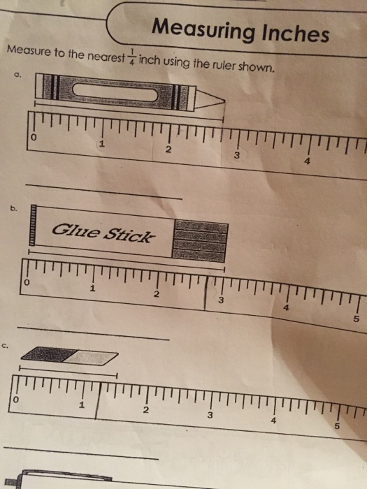 Solved Measuring Inches Measure To The Nearest Inch Using Chegg Com