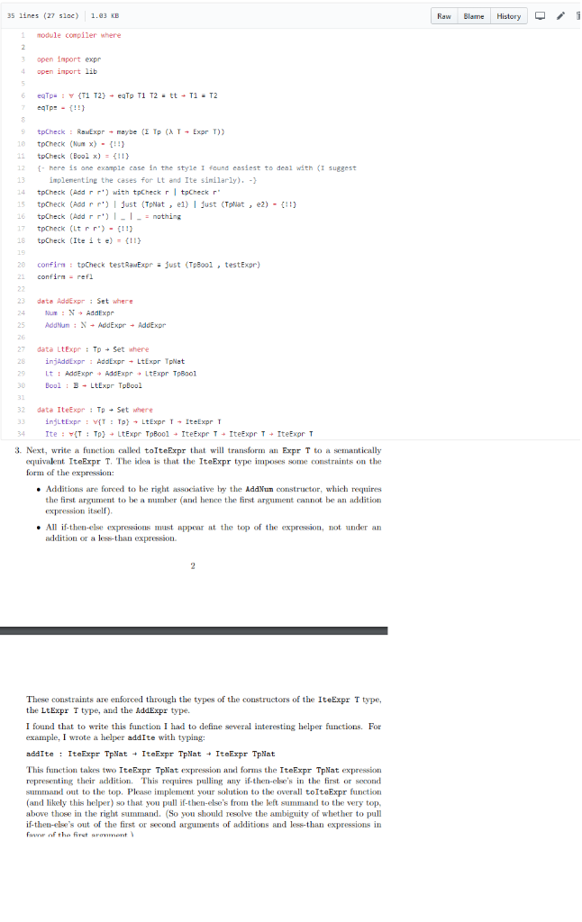 3 5 lines (27 sloc) 1.83 KB Raw Blame History 1 module compiler where open Inport expr open inport lib eqTp !) 10 tpCheck (Nu