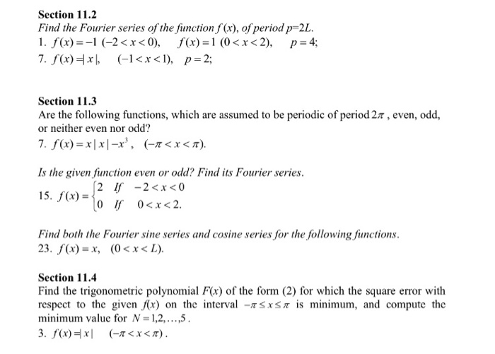 Solved Section 11 2 Find The Fourier Series Of The Functi Chegg Com